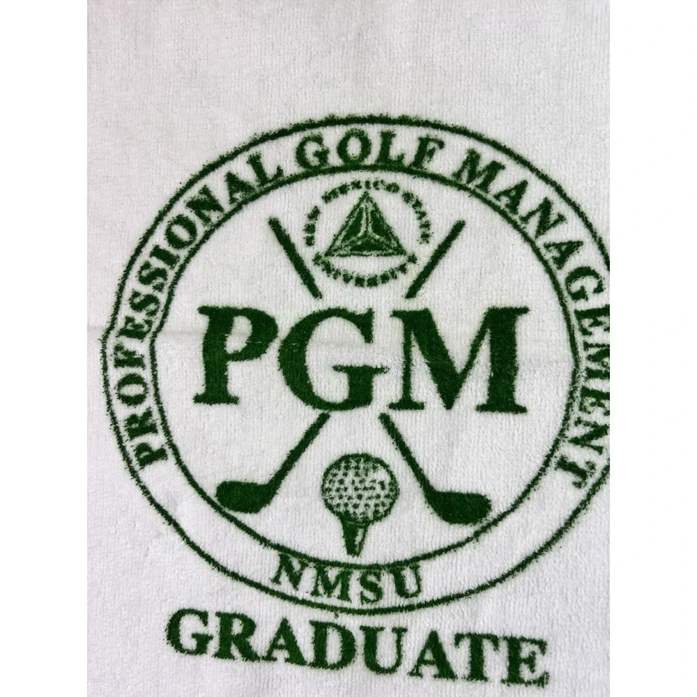Golf Towel PGM At NMSU Cotton Carabiner Grommet White & Green 16x24
